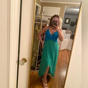 Blue and Green Spaghetti Strap Dress